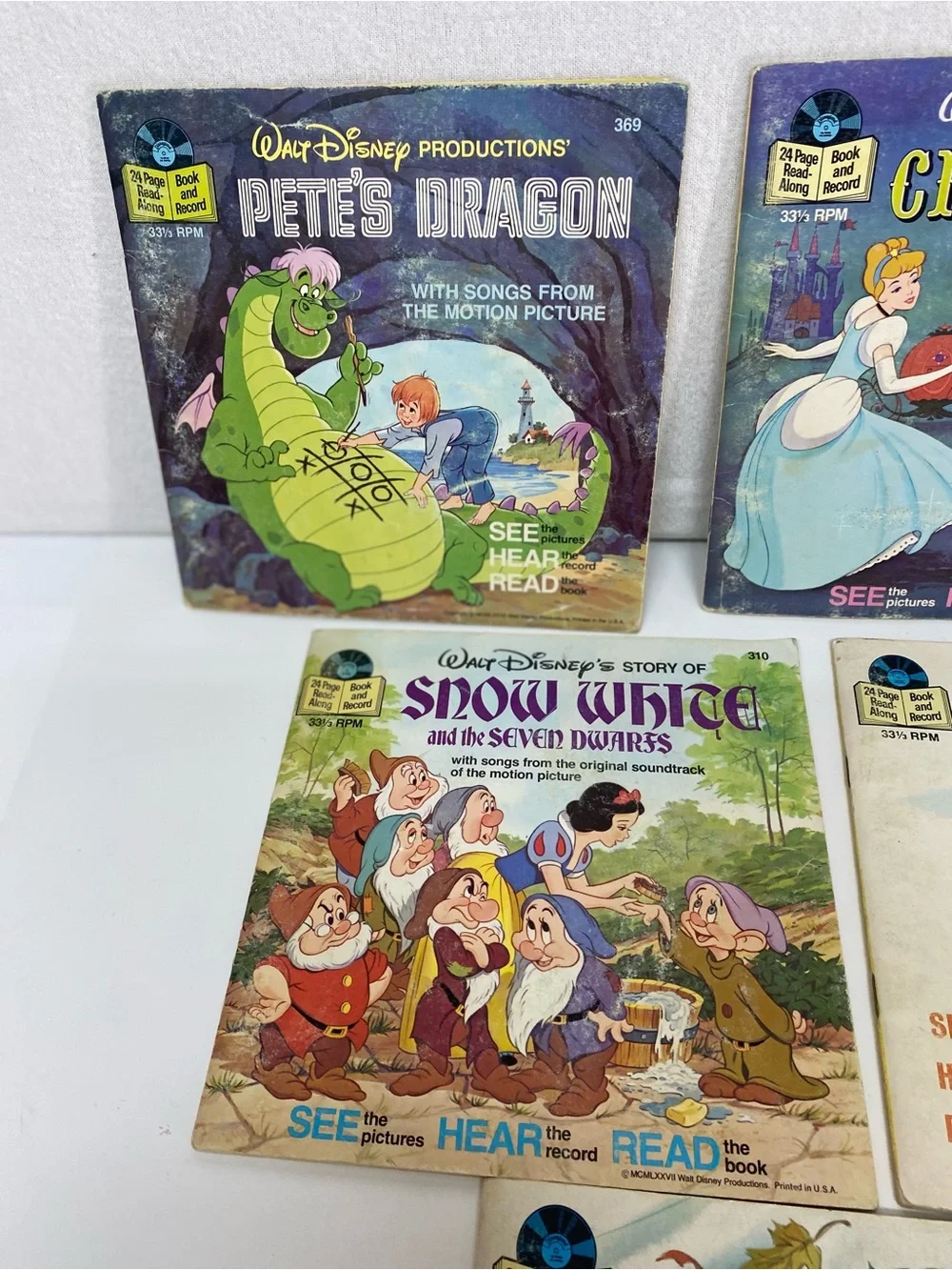Disney Storybook Records Set Lot of 5 Books with records See Hear Read 331/3 RPM